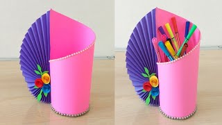 How to Make Pen StandOrigami Pen HolderPaper Pencil HolderPen Holder [upl. by Aivat274]