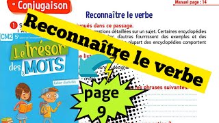 Reconnaître le verbe  page 9  le trésor des mots CM2  cahier dactivités  conjugaison [upl. by Euqinommod]