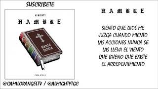 HAMBRE LETRA  ALMIGHTY [upl. by Junno807]