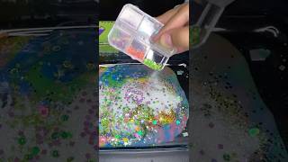 Mixing random into glossy slime asmr 💚💛🧡 slime asmr asmrvideo [upl. by Ennywg266]