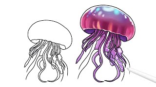 🪼 Jellyfish Drawing Tutorial  Marine Life Drawing Inspiration [upl. by Wise]