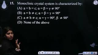 Monoclinic crystal system is characterized by [upl. by Kehsihba]