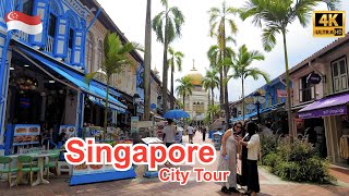 4K 🇸🇬 Popular Singapore City Tour  Sultan Mosque  Haji Lane ShineWalkingTour [upl. by Natalee]