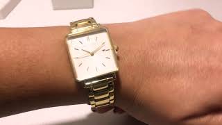 ROSEFIELD The Boxy Gold Stainless Steel Bracelet QWSGQ041  Eorogr [upl. by Enelhtak]