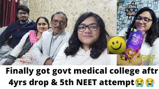 Vlog14Finally got a Government MBBS College in 5th NEET attempt after 4yr drop Happiness in family😍 [upl. by Linden910]