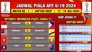 Jadwal Piala AFF U19 2024 Pekan  1  Indonesia vs Fhilipina  Daftar Grup Piala AFF U19 2024 [upl. by Alyose]