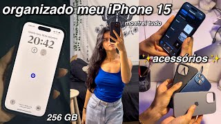 Organizando meu iPhone 15  acessórios 📲✨☁️ [upl. by Nwahs]