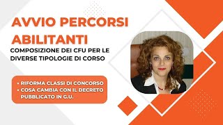 Avvio percorsi abilitanti composizione dei CFU per le diverse tipologie di corso [upl. by Refannej444]