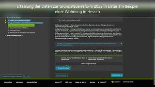 Erklärvideo Datenerfassung bei Elster zur Grundsteuerreform 2022 in Hessen am Beispiel einer Wohnung [upl. by Cull]