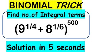 Binomial Theorem Trick for JEENDANAAirforceNumber of Integral terms in a Binomial expansion [upl. by Lear]