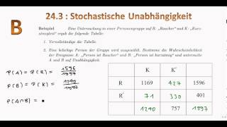 243 B Stochastische Unabhängigkeit mit Vierfeldertafel [upl. by Joela]