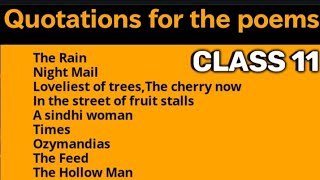 Quotations about poems of 1st year  Class 11 poems quotations learn4learningofficial [upl. by Viccora738]