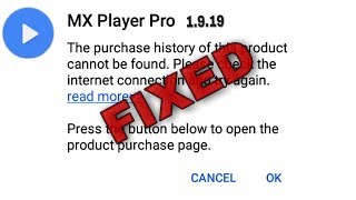 Mx Player Pro v 1919 Purchase History Not Found Error Fix [upl. by Venterea]