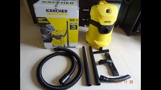 Karcher WD 3 MultiPurpose Vacuum Cleaner unboxing and demo video  Please read the description [upl. by Inanuah]