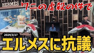 東京のエルメス前でヴィーガン・アニマルライツ活動家がワニ革に抗議🐊 [upl. by Reniti343]