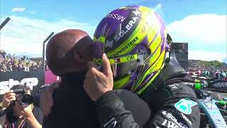 Lewis Hamilton embraces his father after winning British Grand Prix 🥹  ESPN F1 [upl. by Lleon]