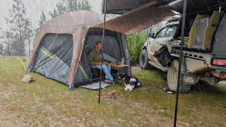 Rain Camping In Air Tent With Dog [upl. by Kathryne]