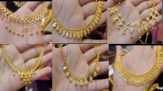 Light weight Gold Necklace Designs with weight and priceNew Simple Gold Necklace Designs [upl. by Nywra]