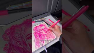 Tekenen met 1 kleur creatief roze tekenen schetsboek art drawing ns [upl. by Ettennan]