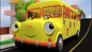 WHEELS ON THE BUS GO ROUND AND ROUND NURSERY RHYME WITH LYRICS  YELLOW SCHOOL BUS [upl. by Ffilc]