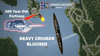 Sinking of Blücher  The Battle of Drøbak Sound Norway Animated [upl. by Marney973]