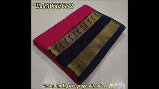 Premium Mysore crepe semisilk light weight sarees Contrast zari bentex borderContrast Price 1890 [upl. by Htebi]