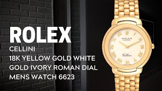 Rolex Cellini 18k Yellow Gold Ivory Roman Dial Mens Watch 6623 Review  SwissWatchExpo [upl. by Allen275]