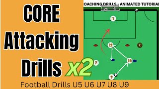 Football ATTACKING Drills  2 Variations  FootballSoccer Drills U5 U6 U7 U8 U9 Offside Shooting [upl. by Kentiggerma548]