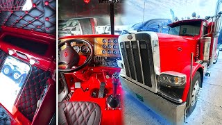 Peterbilt 389 Went From Stock To Custom Interior🥶  BRAND NEW Visor Install amp Rear panel [upl. by Latricia291]