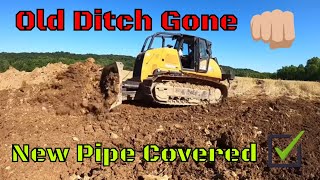 Did all our hard work pay Backfilling the pipe and filling in the ditch with the case 1650m dozer [upl. by Sucramat]