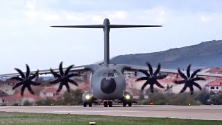 Luftwaffe Airbus A400M Atlas  Amazing Closeup Takeoff  Split Airport LDSPSPU [upl. by Nerra924]