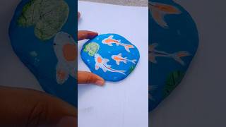 Stone art Part 7  Fish Painting stoneartshorts youtube viral [upl. by Punak]