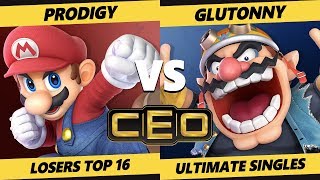 CEO 2019 SSBU  A  Prodigy Mario Vs SLY  Glutonny Wario Smash Ultimate Tournament L Top 16 [upl. by Ramraj]