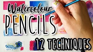 How to Use Watercolour Pencils for Beginners  12 Techniques Tutorial [upl. by Bohrer]