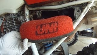 XR600R UNI Air Filter Cleaning [upl. by Nolly]