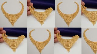 New hallmark Gold Necklace Designs 2023 with weight amp price  latest gold Har designs [upl. by Secnarfyram]