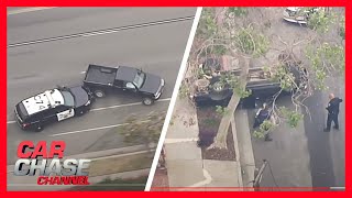 DRAMATIC CAR CHASE Police pursuit ends with flipped car after 3 PIT maneuvers  Car Chase Channel [upl. by Ahsennod]