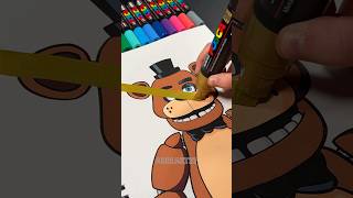 I RUINED My Drawing of Freddy Fazbear with Posca Markers shorts [upl. by Parnell]