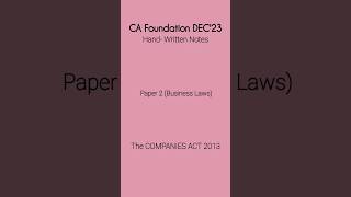 LAW NOTES  Chapter 5  The Companies Act 2013  CA Foundation Dec23  Hand Written Notes [upl. by Raynata]