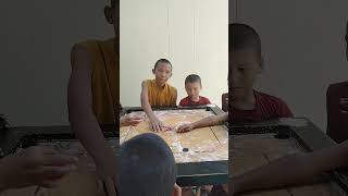 Little monks playing Carromboard 6102024 [upl. by Assilanna19]