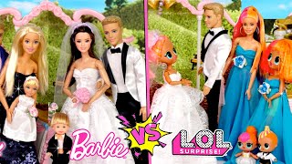 Barbie amp Ken Doll Family Wedding Vs LOL OMG Dolls Wedding Day [upl. by Nosnah]