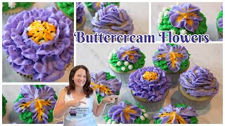 Piping Buttercream Flowers on Cupcakes [upl. by Maggs]