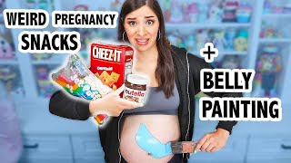 Painting My Belly AND Trying Weird Pregnancy Snacks [upl. by Aerdno987]