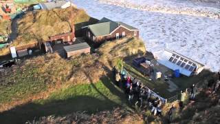 Aerial footage of the sea surge December 2013  Hemsby Norfolk England [upl. by Cooper]