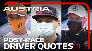 2020 Austrian Grand Prix PostRace Driver Reaction [upl. by Neelhsa]