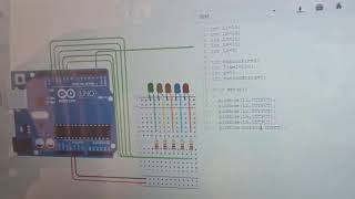 5 Leds light pushbutton with Arduino tinkercad [upl. by Sakiv553]