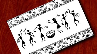 How to draw warli art  Tribal art  step by step for beginners [upl. by Tobin]