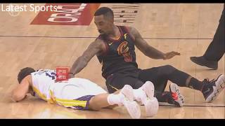 Klay Thompson injury from JR Smith in Game 1 of the NBA Finals  Cavs vs Warriors Highlights 2018 [upl. by Bedelia]