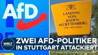 STUTTGART Angriff auf zwei AfDPolitiker vor dem Landtag [upl. by Nner354]