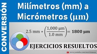 Conversión de Milímetros mm a Micrómetros µm  µm a mm [upl. by Sivatnod706]